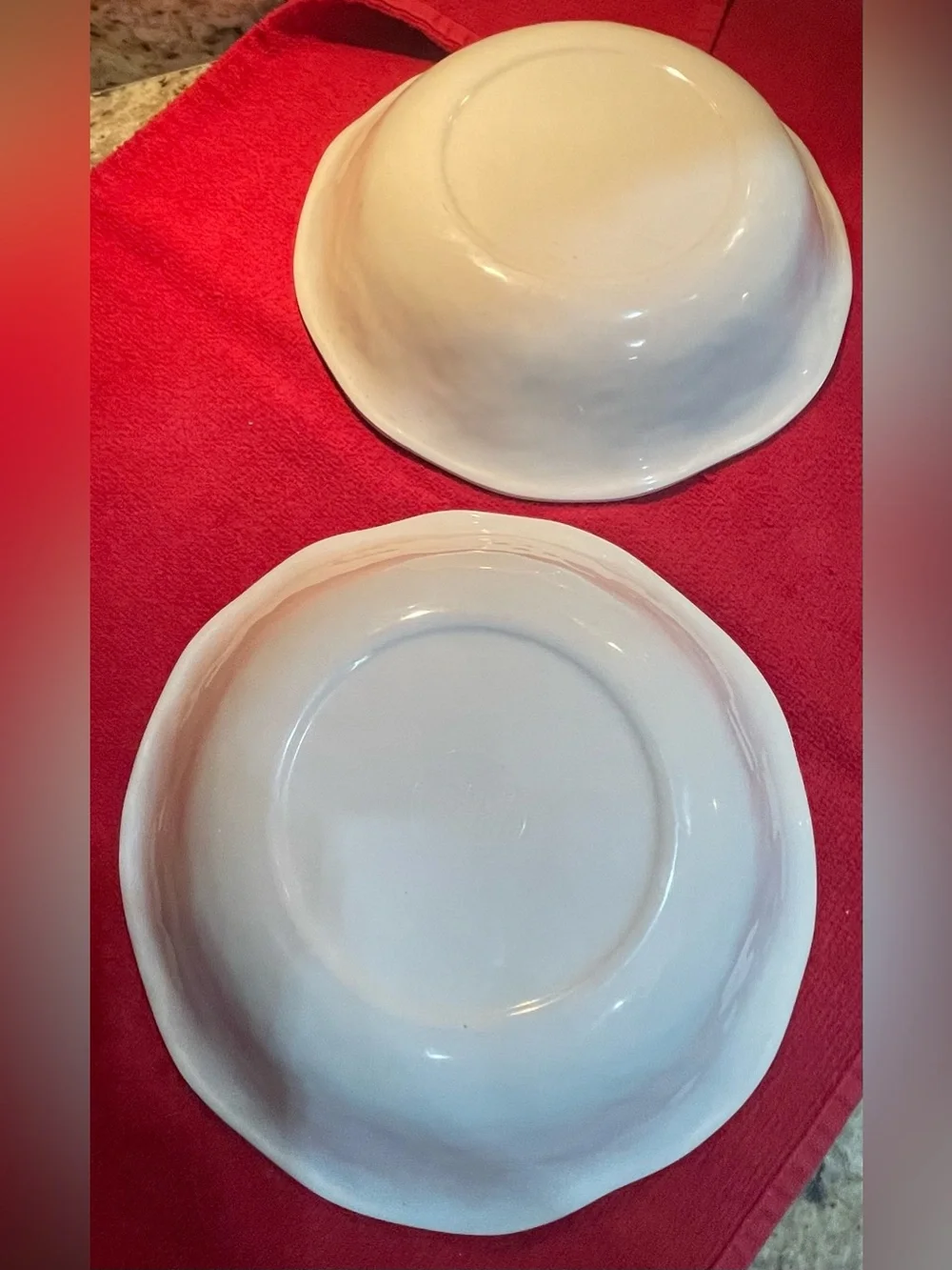 Pier 1  Melamine Serving Bowls with Distressed Brown Rim - Set of 2